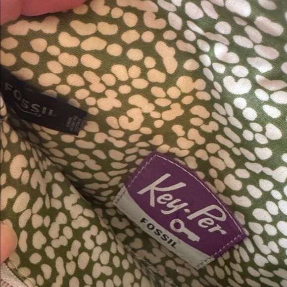 Fossil Key-Per Y2K Quilted Textile Leather Trim Black Brown Trifold Wallet EUC - Picture 4 of 12